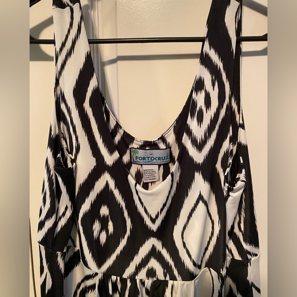 Portocruz black white cover-up sundress Sz M - Picture 4 of 6